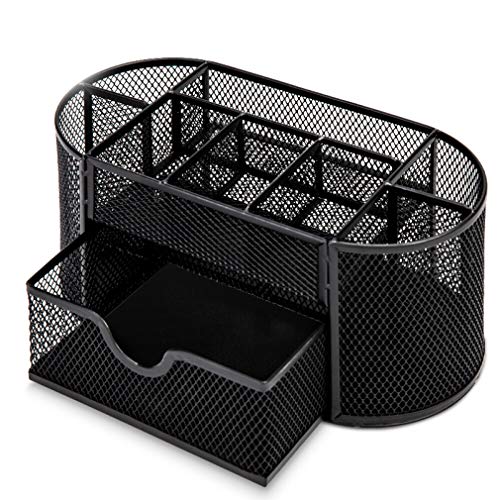 Multifunktions-Aufbewahrungsbox mit 9 Fächern für Stifte, Metallgeflecht Cover
