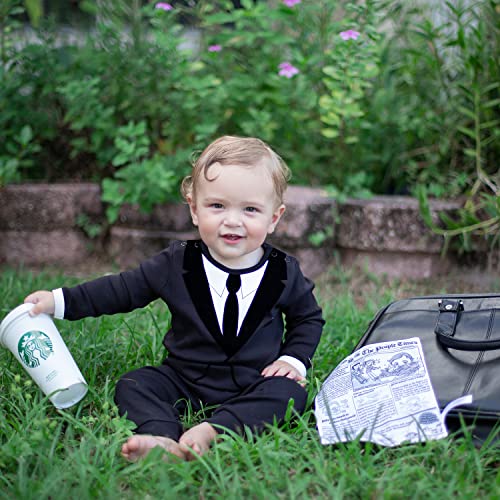 The Tiny Universe Baby Boy Tuxedo Onesie Suit & Tie - Baby Romper, Formal Body Suit, Jumpsuit Gentleman Outfit3