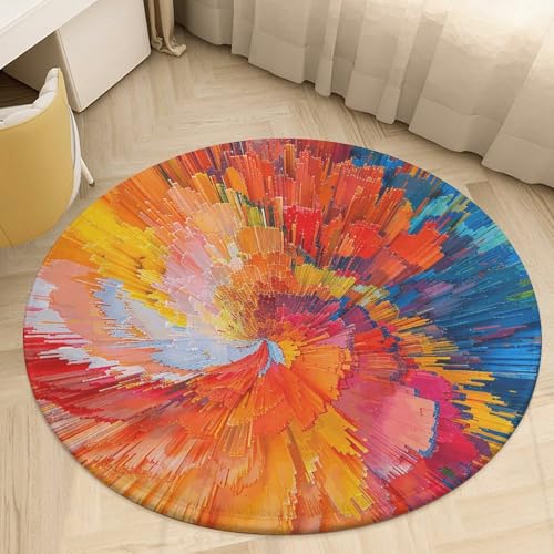 Tapis rond 80 cm coloré pour une chambre cocooning et un salon moderne