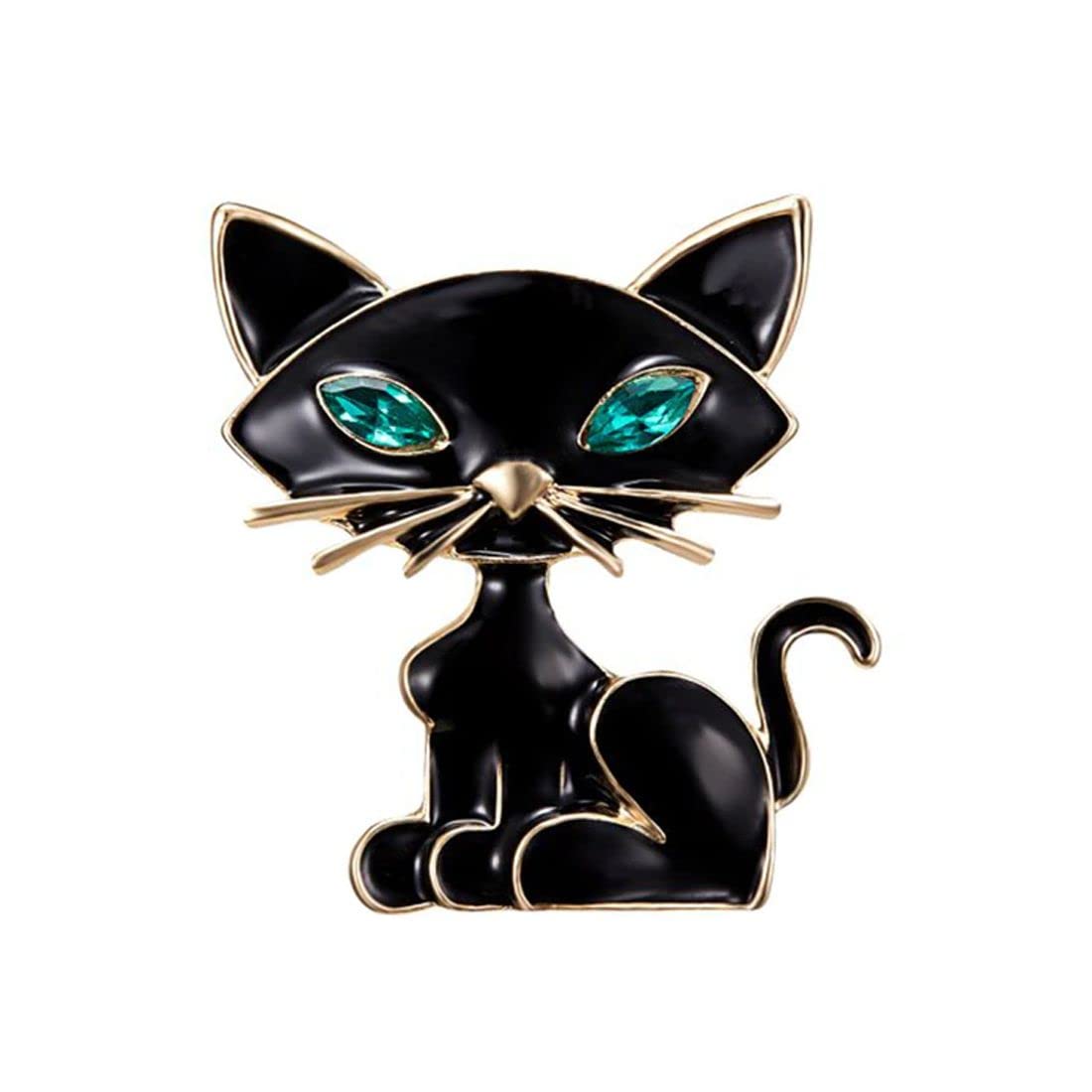 Broche Chat Noir Strass Et émaillée - Yeux Bleus - Animaux - Marque Clj Charles Le Jeune - Neuf Avec étiquettes