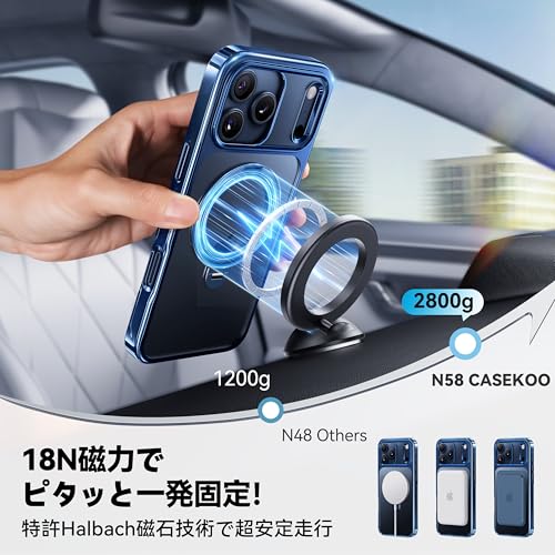 undefined 【透き通る上質感・定点360°回転】CASEKOO iPhone 17 Pro Max 用 ケース クリア 米軍MIL規格 フィット感 MagSafe対応 最大25W急速充電対応 横縦両立 角度自在 超強磁力 耐衝撃 高耐久性 ラップホール付き 透明 黄変防止 いphone17promax 用ケース 6.9インチ「MagicStand Pro Kori」(ブルー) の商品画像 7
