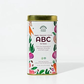 The Divine Foods ABC Latte Mix | Apple, Beetroot, Carrot | No Preservatives | No Refined Sugar | Ready-to-Mix | Added Native Indian Herbs | (250gms) - image, photos