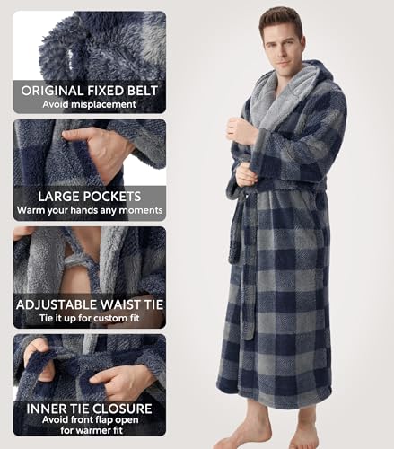 Image of DAVID ARCHY Men's Soft Fleece Plush Robe Full Length Long Bathrobe