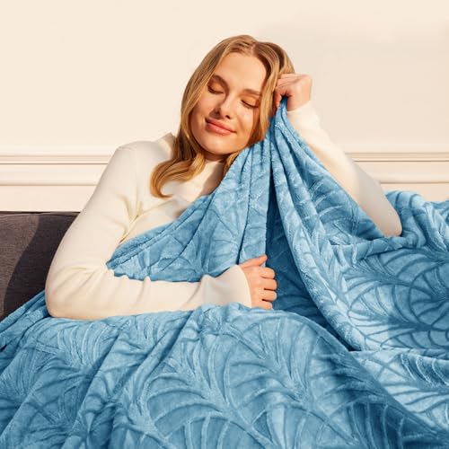 Whale Flotilla Flannel Fleece King Size Blanket for Bed, Soft Fluffy Velvet Bedspread Coverlet with Decorative Vintage Pattern for All Season, Warm and Lightweight, 90x104 Inch, Stone Blue