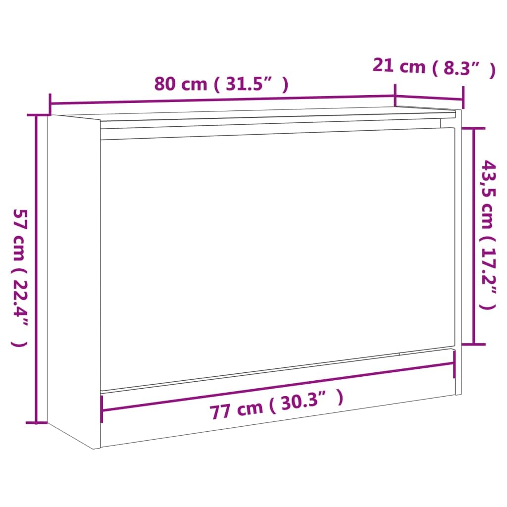 Schuhschrank Schwarz 80x21x57 cm Holzwerkstoff, Schuhschrank aus Holz, Lagerschrank, Perfekt für schmale Flure, Wohnzimmer, Schlafzimmer