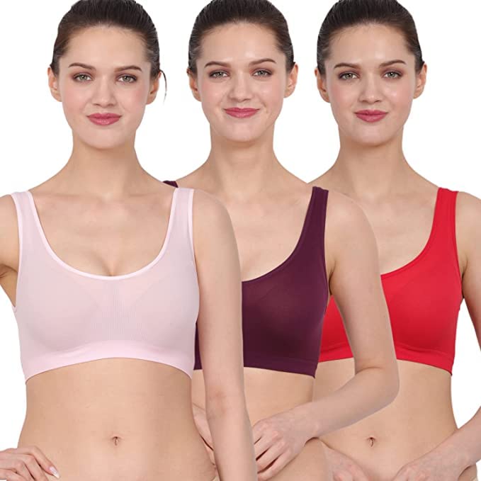 Cotton Full Coverage Non Padded Wire Free Air Sports Bra for Women (Pack of 3)-image-10