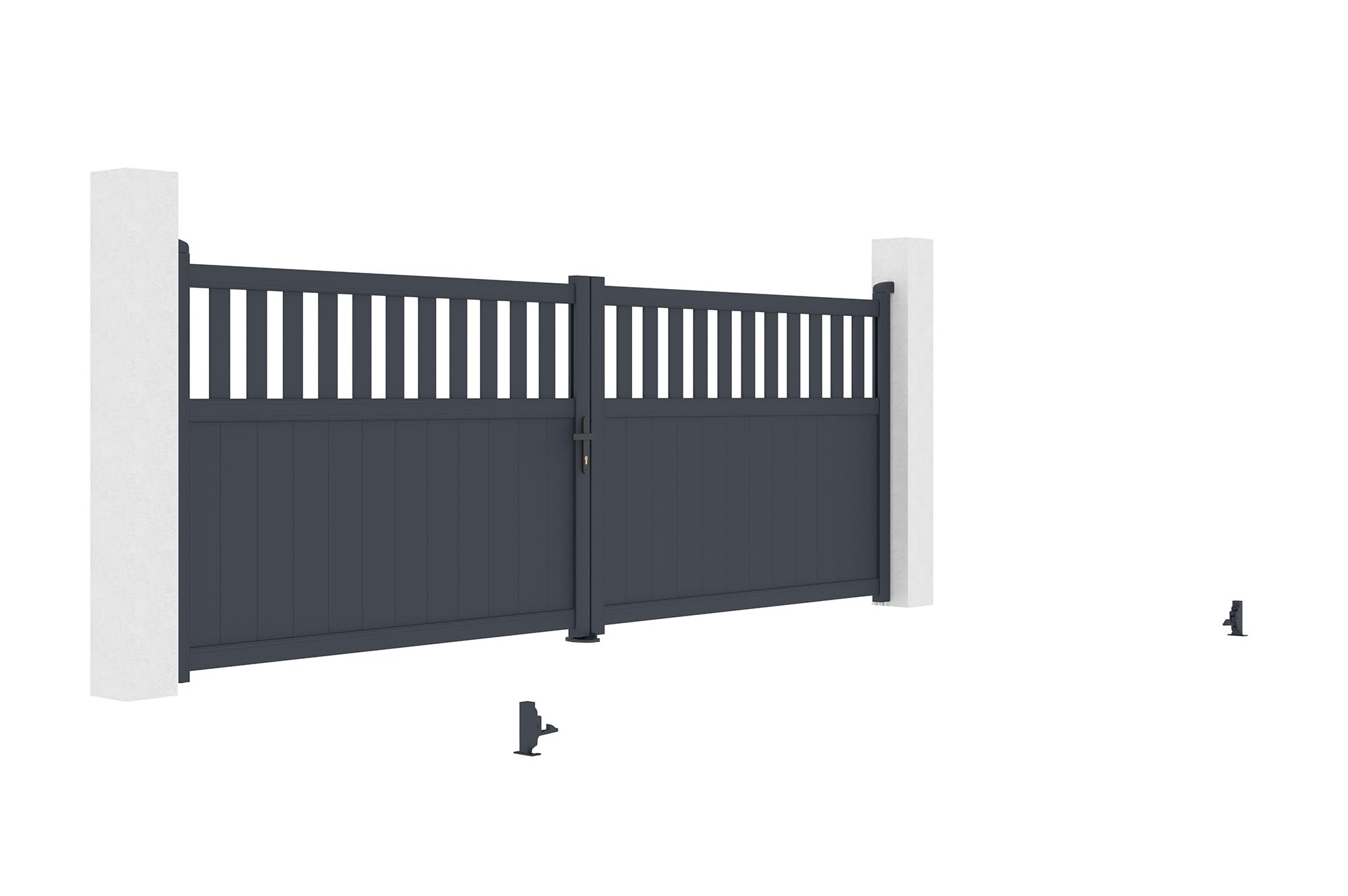 Casanoov Portail battant 4m SANTIS H.140cm aluminium gris