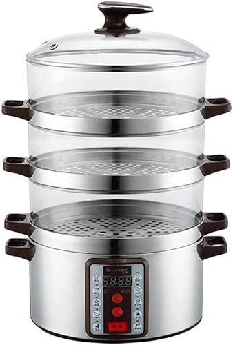 HIZLJJ Vaporizador digital de alimentos de acero inoxidable de 3 capasniveles de gran capacidad de vapor eléctrico multifunción aislamiento de