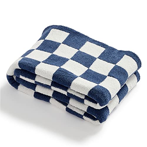 Yiruio Throw Blankets Checkerboard Grid Chessboard Gingham Warmer Comfort Reversible Microfiber Shaggy Cozy Decor For Home Bed Couch(Bluey, 60''X79'') #TOP6