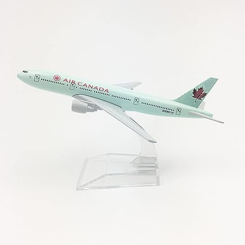 Modelo de avión, modelo de aviones a escala para aeronaves canadienses B777, adorno de escritorio de metal con kit de modelo de base de tren de