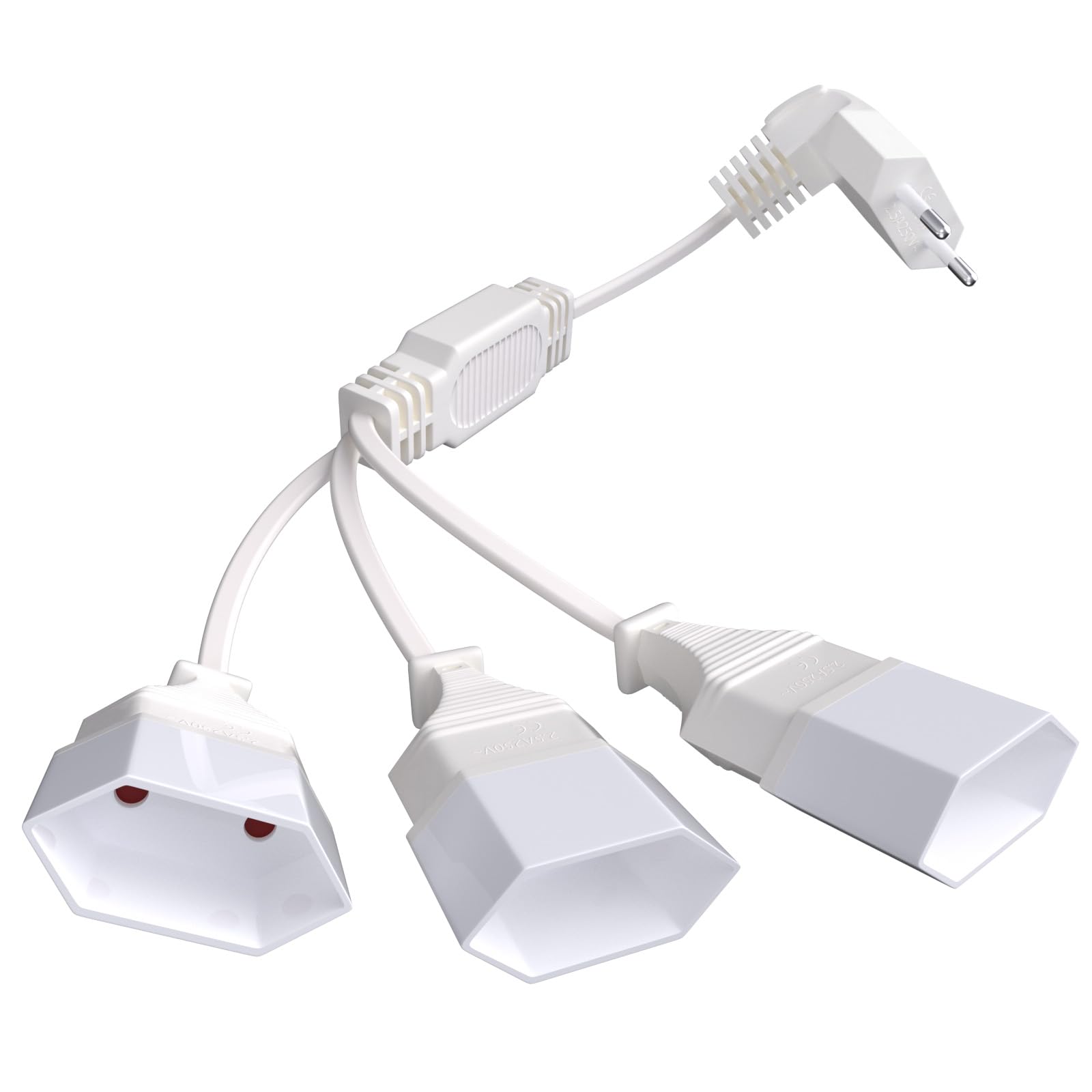 Eurostecker Verlängerung, 250V/2,5A Verlängerungskabel Stecker, 3 in 1 Stromkabel Verlängerung Netzkabel für Verschiedene Geräte
