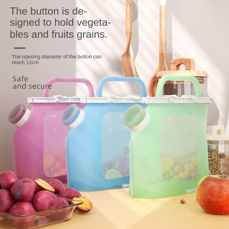 Miniatura 3 de Bolsas de silicona reutilizables  Contenedores de almacenamiento de líquidos de cereales de arroz para alimentos de 34 onzas, bolsa de alimentos