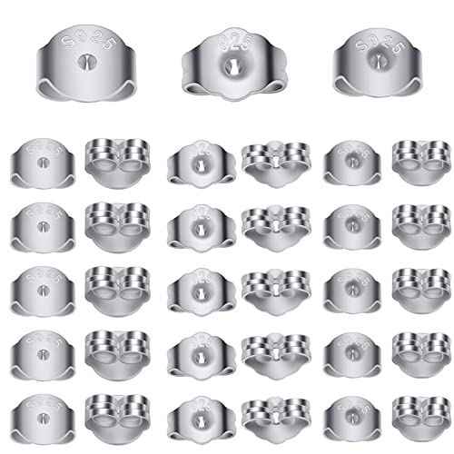 TOAOB 60pcs Argent Sterling 925 Fermoirs de Boucles d'oreilles à Tige en Forme de Papillon en Plusieurs Tailles 5.85x4.43mm 5.35x5mm 4.4x4mm pour Bijoux Cover