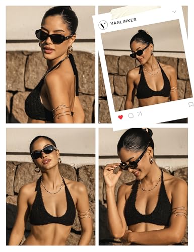 VANLINKER Retro Polarized Rectangle Sunglasses for Women Men Trendy 90s Soft-Square Frame Medium Rectangular Shades VL98692