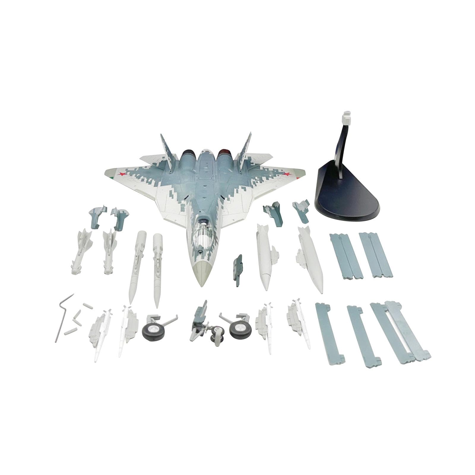 Modellino in 1:72 del Caccia SU-57 in Metallo Pressofuso con Base Espositiva per Scaffale, Bar