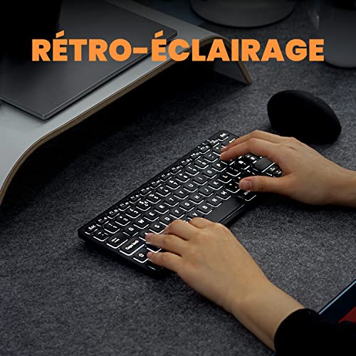 Mini clavier sans fil AZERTY Perixx PERIBOARD-732 touches ciseaux rétro-éclairé - 2