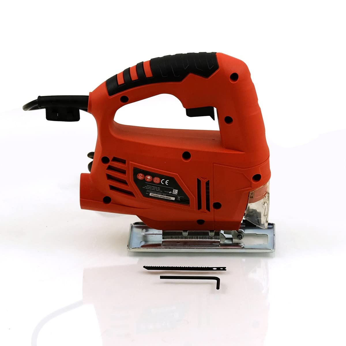 Scie Sauteuse Électrique 350W, Vitesse 3000 tr/min, Coupe Bois 55mm & Métal 6mm, Angle 45°, ITTIC350A pour Découpe Précise Bricolage & Atelier.