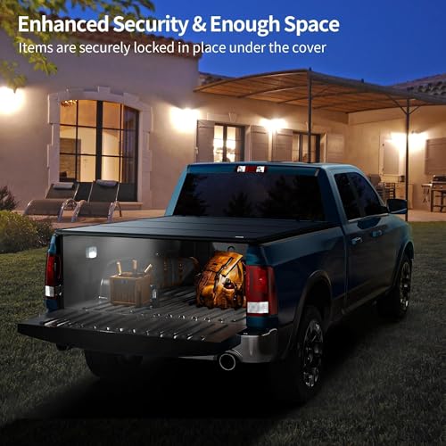 Image of OEDRO FRP Hard Tri-fold Tonneau Cover Fold Truck Bed Covers Fits for Ford F-150 F150 2004-2014 with 6.5 Feet Bed