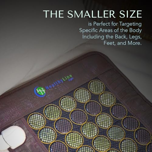 Image of HealthyLine Far Infrared Light Electric Heating Pad for Pain Relief - 50 Pieces Natural Jade and Tourmaline Gemstones - Negative Ions, Flexible Mat - FSA or HSA Eligible