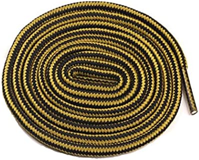 3 Pairs Round Work Boot Laces Heavy Duty, Durable Shoelaces for Hiking,Walking,Outdoor Boots and Steel Toe Cap Boots, (Yellow Black/Red brown black/Coffee brown)