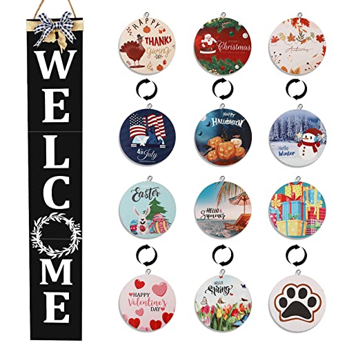 ECOGREDA Welcome Sign for Front Porch– 47inch with 12 Wooden