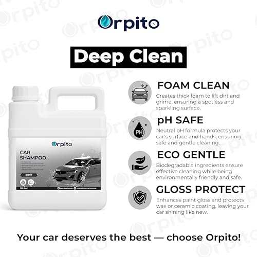 Image of Car Shampoo 5L Multi Fragrance | High Foam Car Wash Liquid | Deep Cleaning Formula | pH Neutral Paint Safe | Removes Dust & Grime | Glossy Finish Wash (1, black)