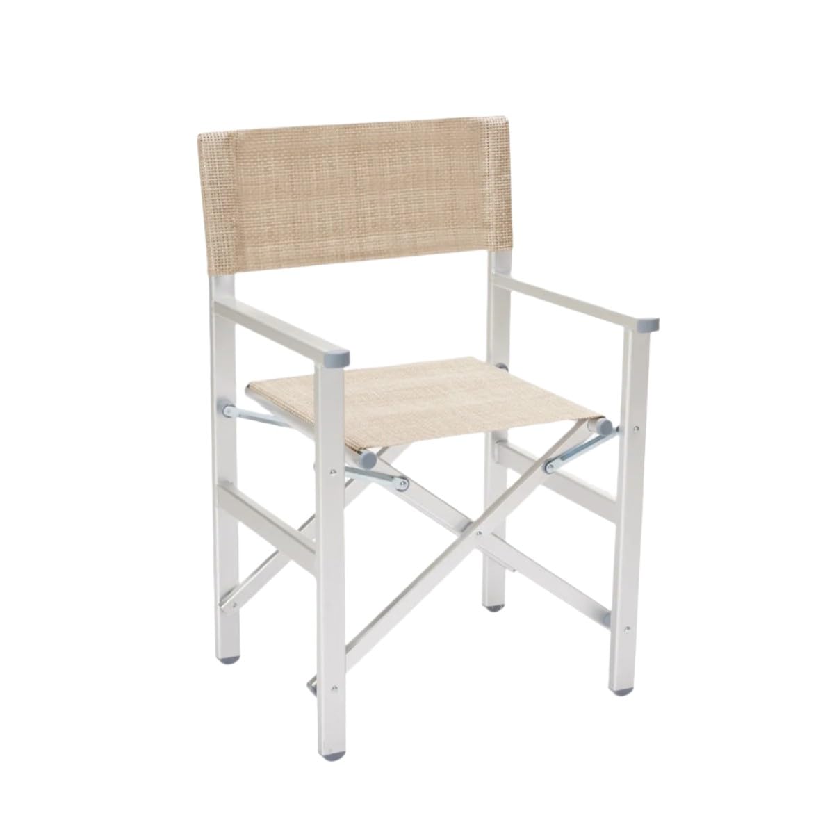 Decor Space Lettino prendisole Jesolo in alluminio e texilene per piscina e giardino con tettuccio (1, Sedia regista Beige)
