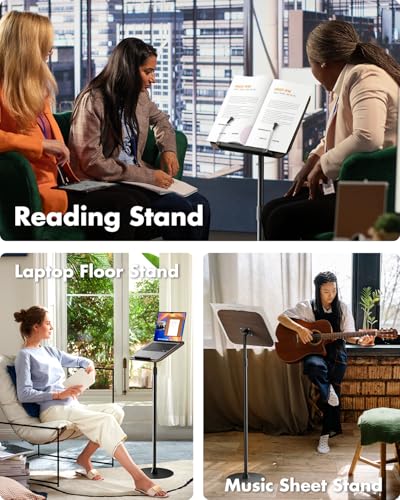 image for Viozon Floor Book Stand, Height Adjustable Reading Stand, Multi-Purpos