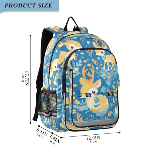 kids backpack 8-12: large capacity book bags for men in assorted colors - Delicate Cartoon Animal Duiker Bright2