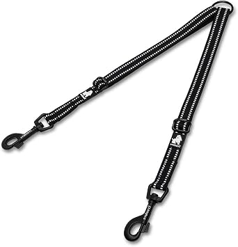 Winhyepet True Love Dog Leash Coupler No Tangle Tangle-Free Double Dog Dual Adjustable Splitter Lead Trainer Leash for Two Dogs TLL2371(Black,S)