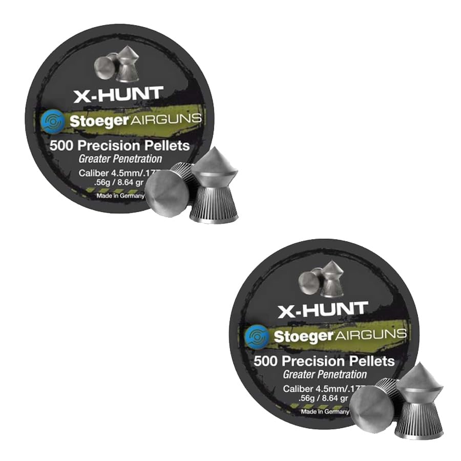 ECOMMUR Pack de balines/perdigones Stoeger X-Hunt (4,5mm)| 500 uds por Caja. 0,56g por balín. Pack de 2 Cajas