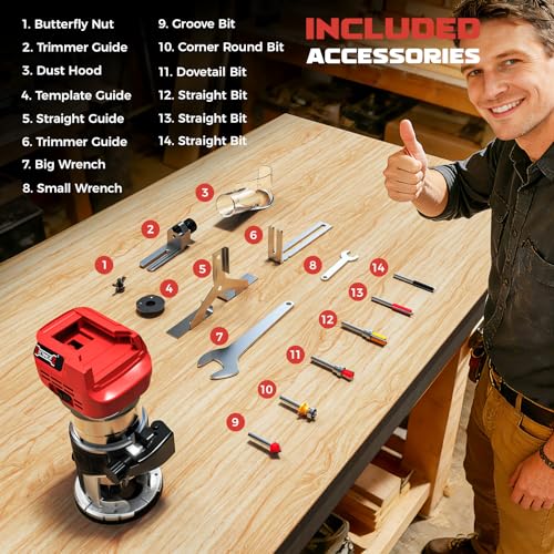 Cordless Router Tool Compatible with Milwaukee Battery(Tool Only) - image 8