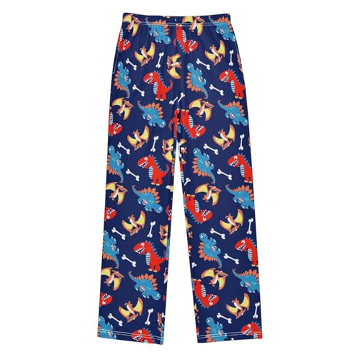 ZZXXB Dinosaur and Bone Boys Long Pants Soft Trousers Elastic Waist Kids Lounge Bottoms with Pockets S-XL