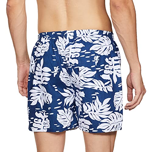 Image of Longies Pure Cotton Mens Boxers Pack of 3 Regular Shorts (LGBOXPO3V003 Dr.Grey,Blue,Blue3356 XL)