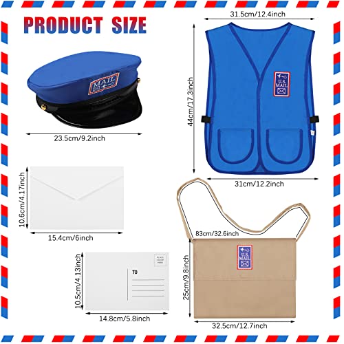 Jiuguva Mailman Costume Set Postal Costume for Kids Carrier Cosplay Accessories for Kids Boys Girls (L)