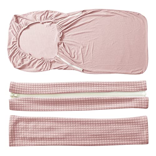 Image of FORCHEER Office Chair Cover Water Repellent Jacquard Armrest Swivel Chair Slipcovers Removable Stretch Universal Computer Chair Cover L with Chair Arm Cover 2P-Pink