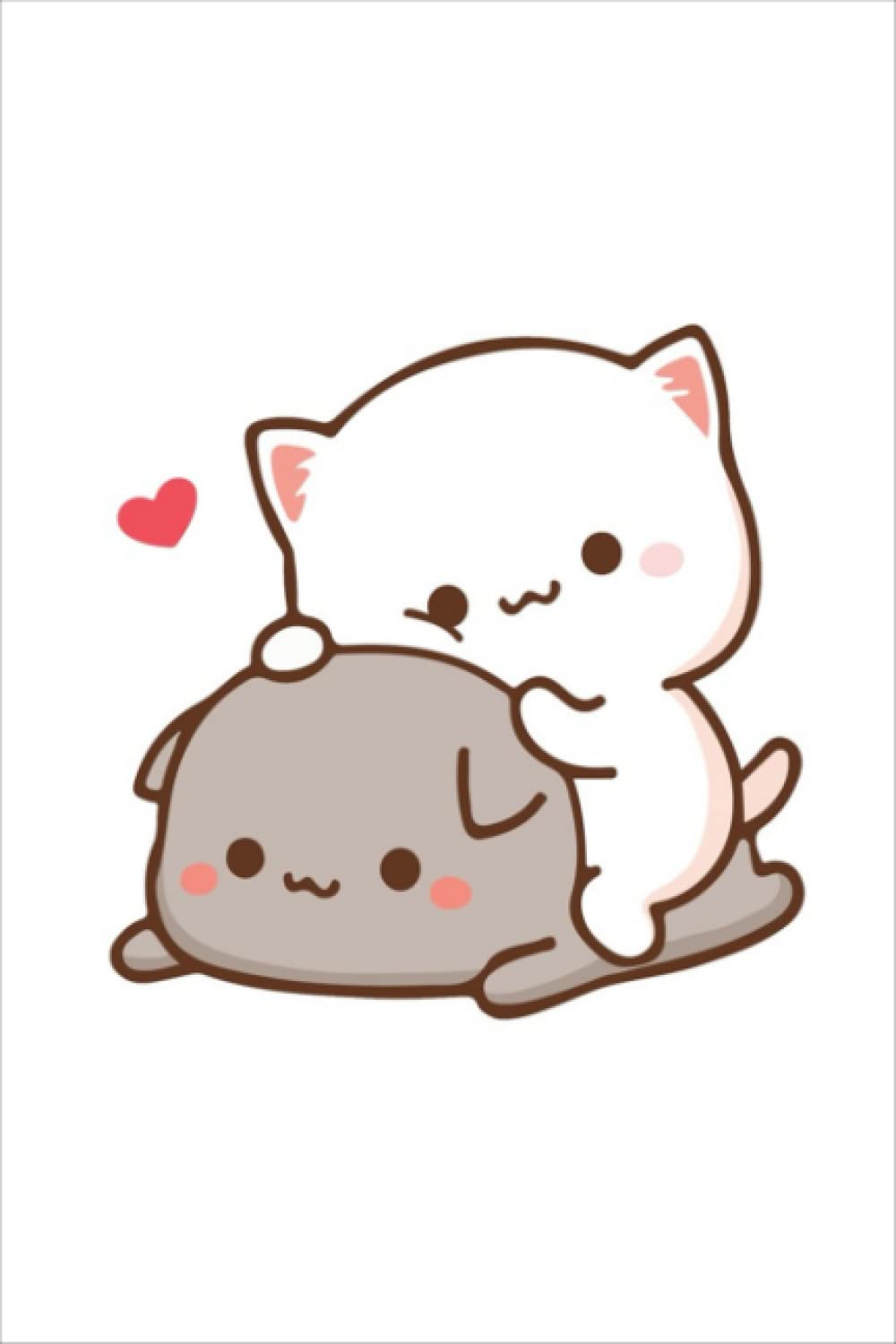 Peach sitting on Goma - Mochi Peach Cat Notebook: Journal, paperback, 6x9 inches, , 100 pages Paperback – 24 Oct. 2022