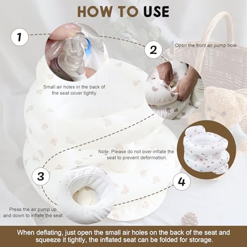 Image of Inflatable Baby Seat for 3-36 Months Babies, Blow up Baby Chair with Built-in Air Pump, PVC Material, Full Enclosure Protection, Outdoor Travel Inflatable Chair for Infant