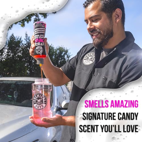 Image of Chemical Guys Mr. Pink Super Suds Car Wash Soap Plus Chenille Premium Microfiber Wash Mitt Bundle Kit, High Foaming Pink Shampoo And Scratch Free Wash Mitt For Cars Trucks SUVs Daily Drivers, 64 Fl Oz