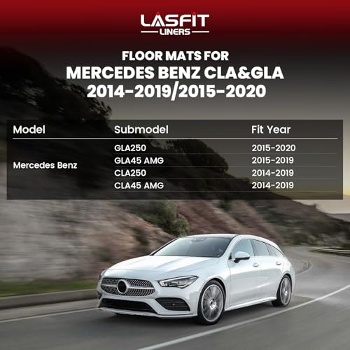 Image of LASFIT Floor Mats for Mercedes Benz GLA 2015-2020 & CLA 2014-2019 250 /45 | All Weather TPE Non-Slip Easy to Wash, 1st & 2nd Row Car Mats