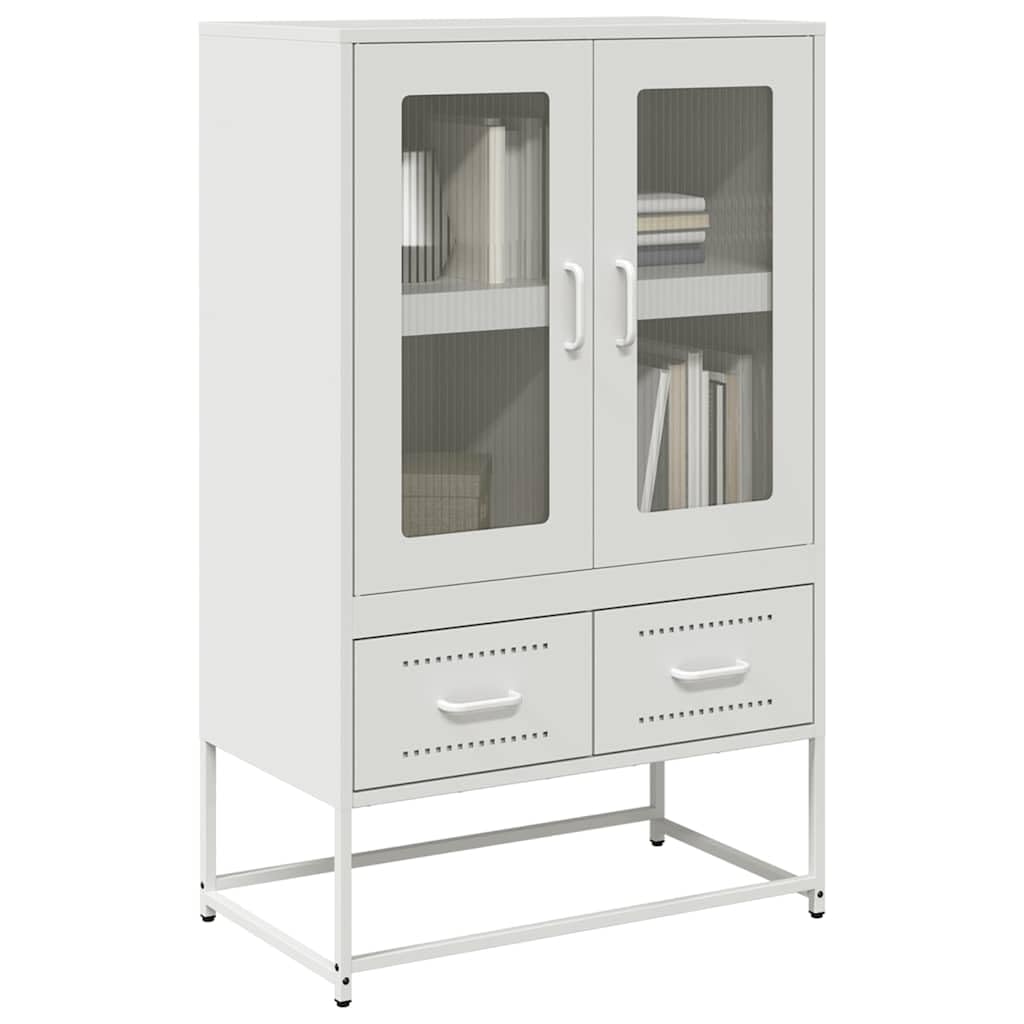 Credenza Bianca 68x39x111,5 cm Acciaio con 4 Scomparti