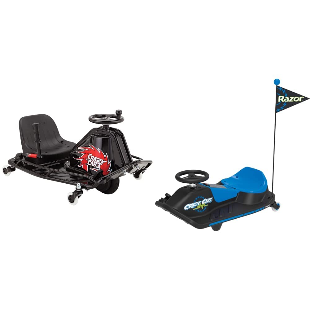 Razor Crazy Cart DLX - 24V Electric Drfting Go Kart - Enhanced Drift Bar, Brodie Knob Steering, Variable Speed & Crazy Cart Shift for Kids Ages 6+ 8+ - 12V Electric Drifting Go Kart for Kids