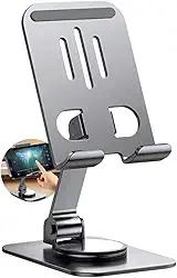Suporte de Celular Mesa Universal em Metal Base Estável Antiderrapante, Suporte Tripé Selfie Articulado com Giro 360°, Dobrável, Leve, Ideal para iPhone, Android, iPad e Smartphones