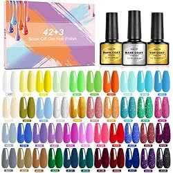 Amazon Lamparas Para Uñas Permanentes 45 Pcs Pintauñas Semipermanentes, SHOWNAIL Esmalte Semipermanente de Uñas de Gel con Base y top Coat, Mate Coat Semipermanente, Popular Pastel Blanco Brillo Verde Neón Esmalte para Uñas