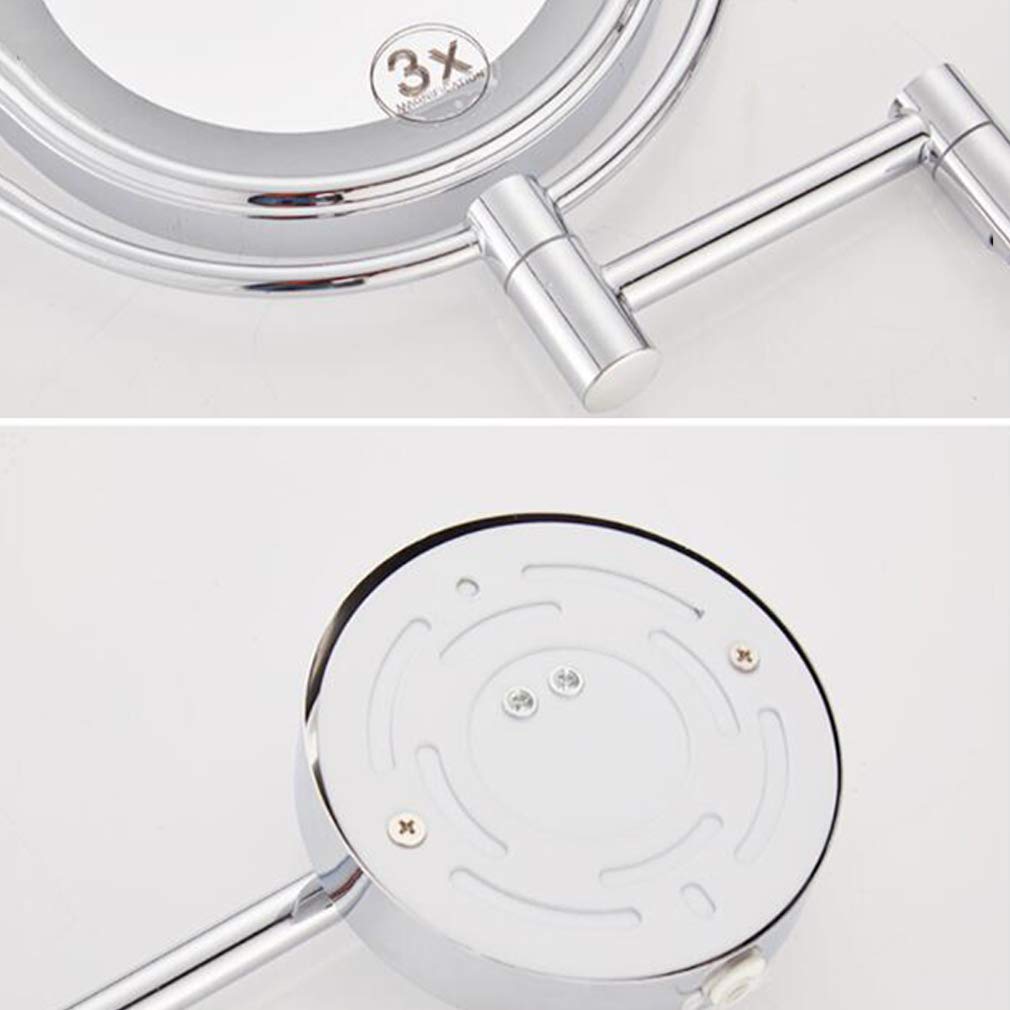 Espejo de tocador de maquillaje con luces, espejo de belleza montado en la pared de dos caras, espejo de baño con aumento 3X, espejo cosmético extensible alimentado por enchufe, dorado (dorado)