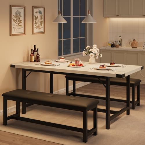 IDEALHOUSE 3 Piece Dining Table Set for 4-6, 63" Extendable