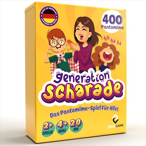 ZENAGAME Pantomime Spiel Kinder - Familien Spiele - Scharade Spiel Kinder - Kartenspiele für Familie, Junior, Erwachsene - Gesellschaftsspiel - Kartenspiel ab 4 Jahren