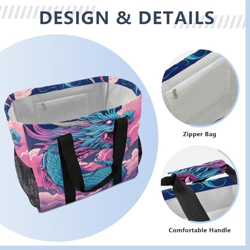 Cloud Dragon Large Beach Bag Waterproof Beach Tote Bags for Women Travel Gym Pool4