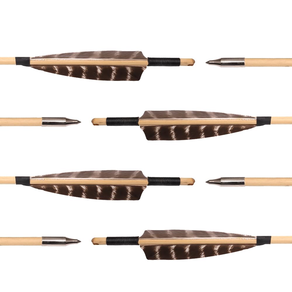 12 Pezzi Tiro con L'Arco Cedar Frecce di Legno con Piuma di Tacchino e Punta di Freccia Pratica per Archi da 25-70 libbre Tiro con L'Arco Pratica di Tiro Caccia