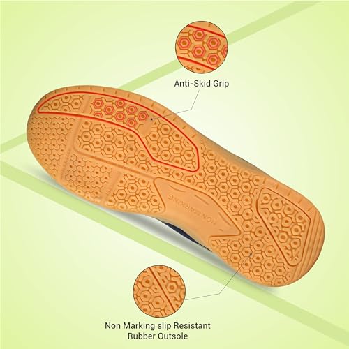 Aivin Booster Court Badminton Shoe |Non Marking Badminton Shoe | Lightweight & Durable Badminton Shoe | Also Perfect for Squash, Table Tennis, Volleyball, Basketball & Indoor Sports For Men & Women (Navy/Yellow, UK Footwear Size System, Adult, Men, Numeric, Medium, 8) 5 51MtZnlmmBL